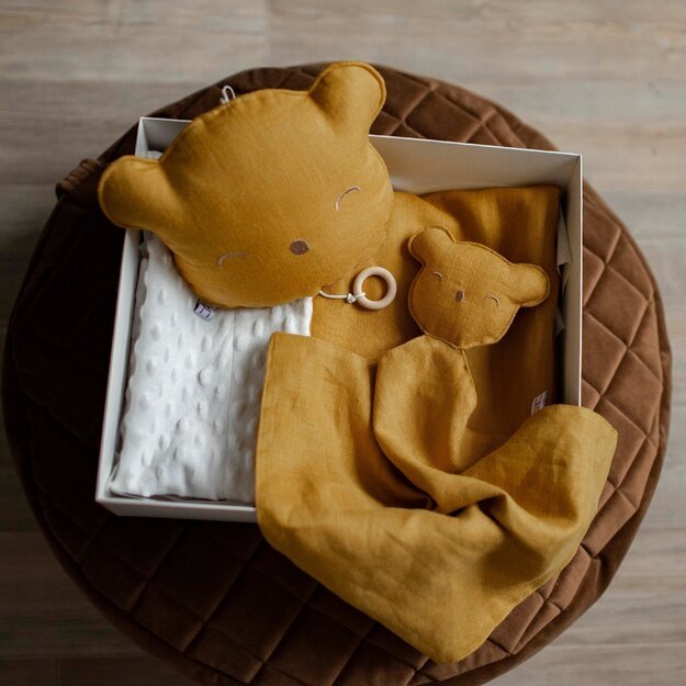 Mustard Teddy bear musical pillow